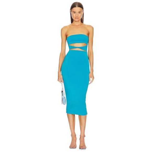 SER.O.YA Bristol Midi Dress in Turquoise X-Small New Womens Cut out Stretchy - Picture 1 of 14